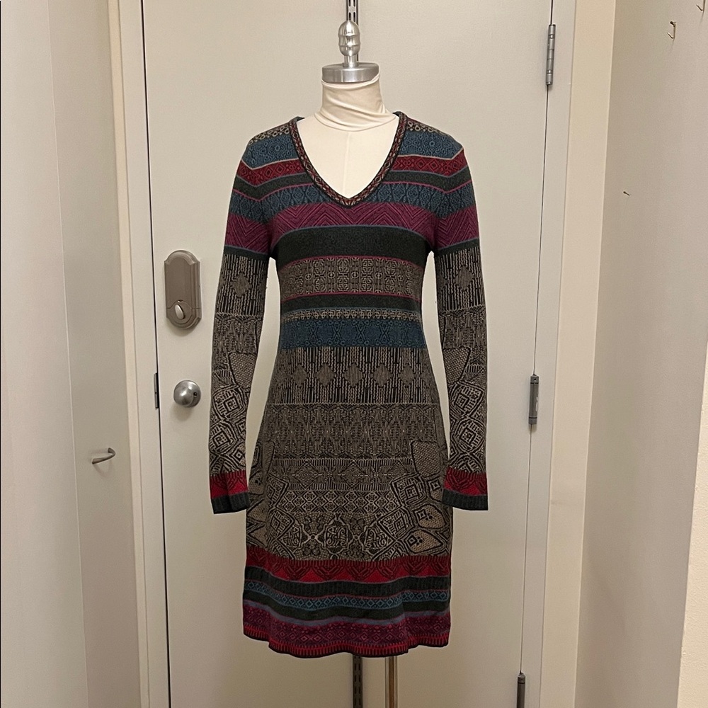 IVKO Multicolor Patterned Wool Knit Dress Size 6